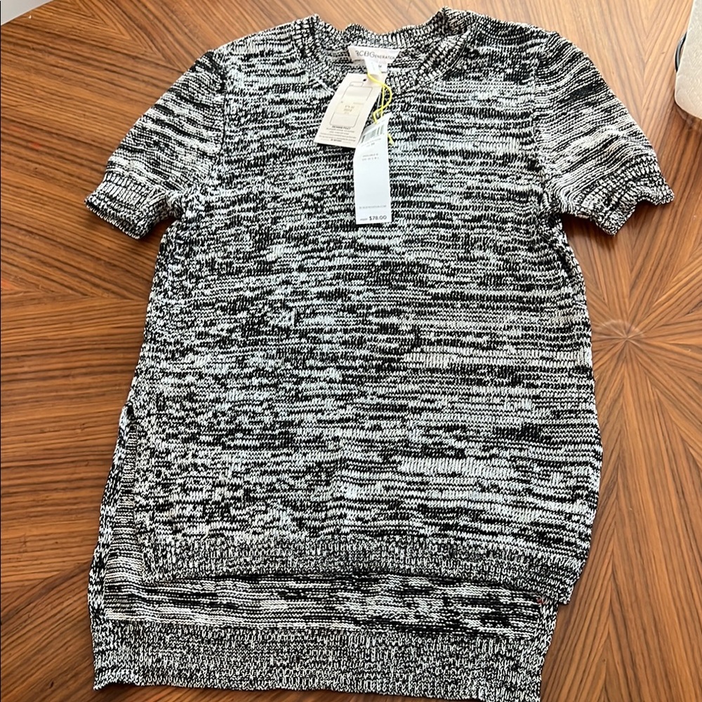 BCBGeneration Black and White Fitted knit top